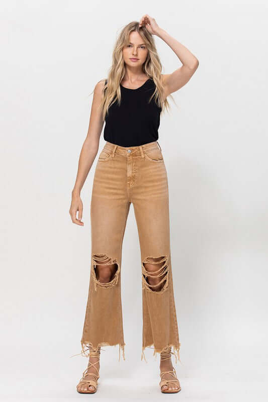 Kiss of California Brown 90's Vintage Crop Flare Jeans, VERVET by Flying Monkey, $ 62.95