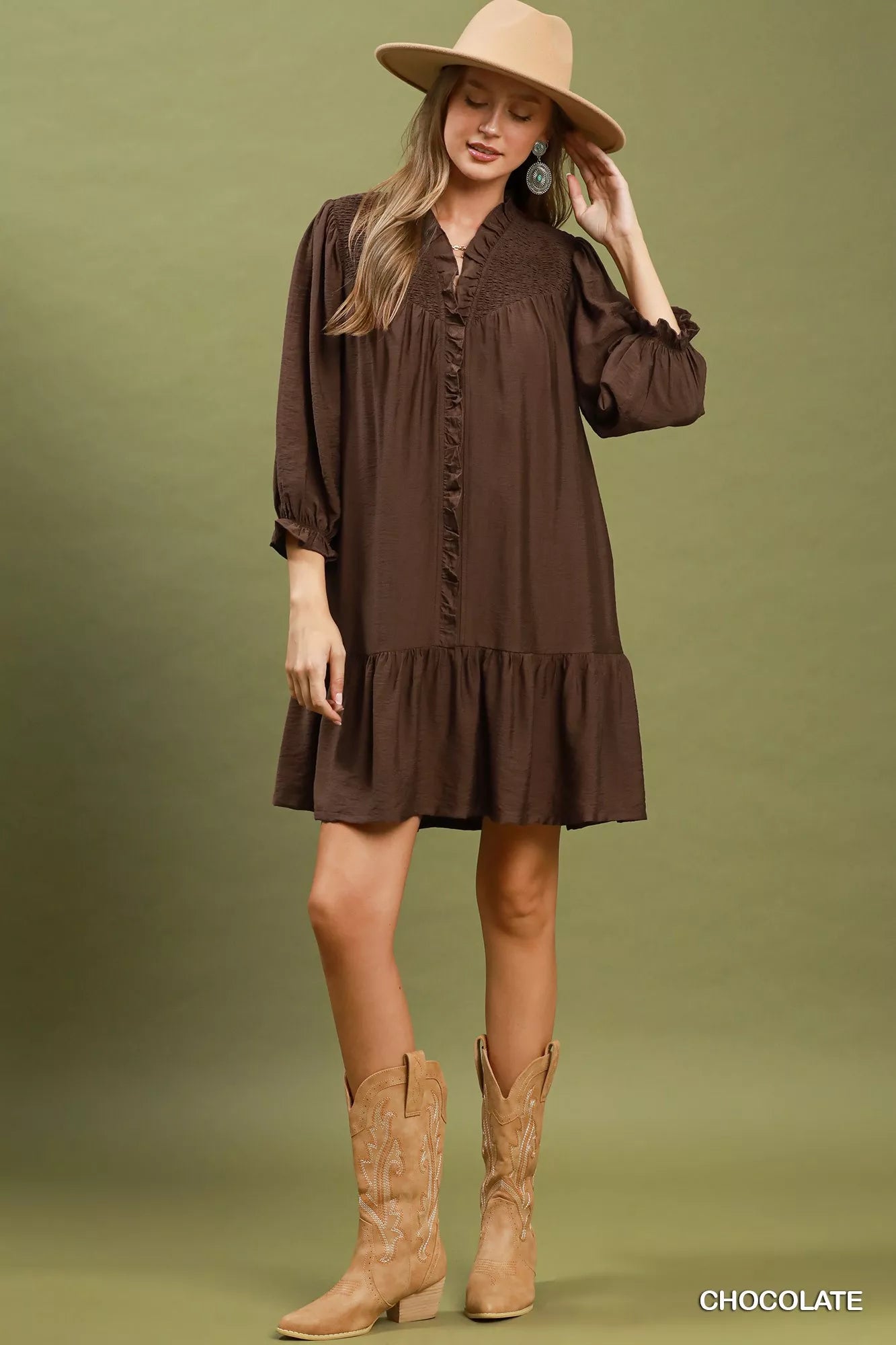 Smocked Ruffle Detail Tiered Mini Dress | Boutique In USA, Dresses, $ 59.00, A Moment Of Now™