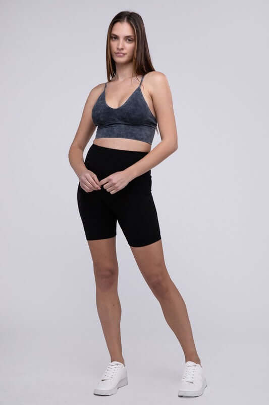 Washed Ribbed Bra Padded Tank Top