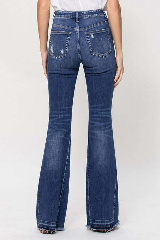 High Rise Flare W/Insert Panel Details Jeans