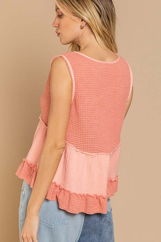 Sleeveless V-neck Mini Babydoll Tank Top, POL, $ 35.00