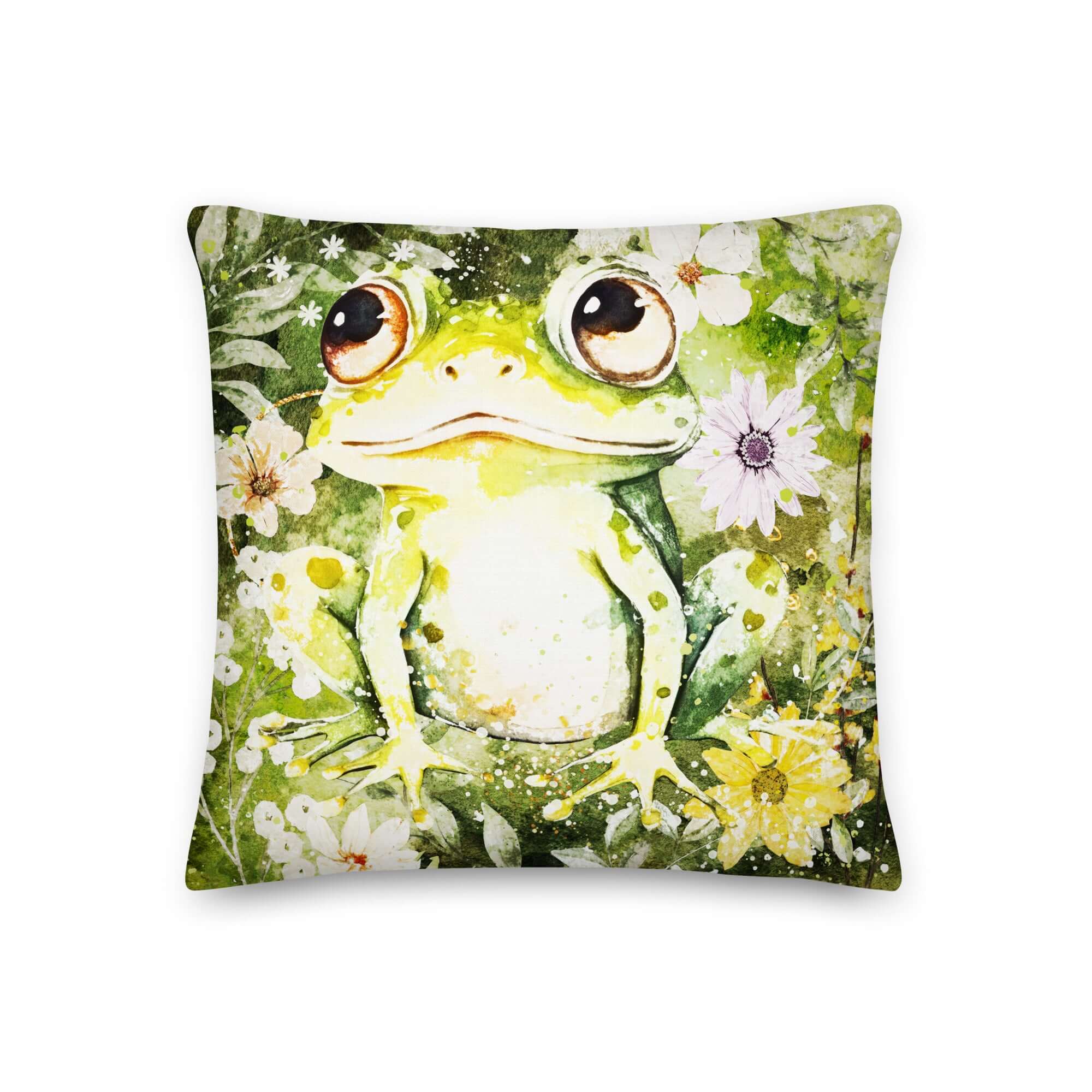 Boho Forrest Floral Frog Premium Accent Throw Pillow Cushion Cover Insert, A Moment Of Now, A Moment Of Now