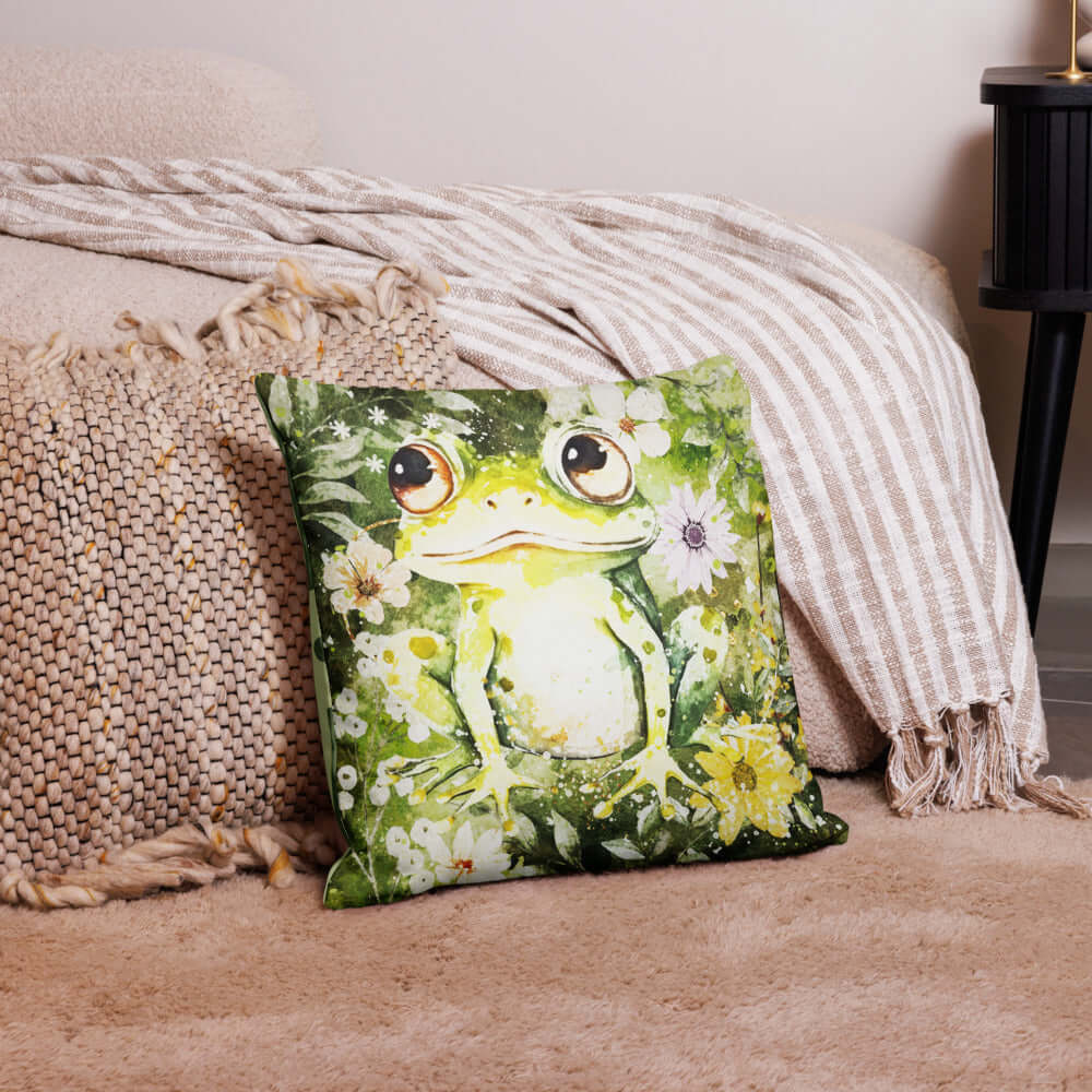 Boho Forrest Floral Frog Premium Accent Throw Pillow Cushion Cover Insert, A Moment Of Now, A Moment Of Now