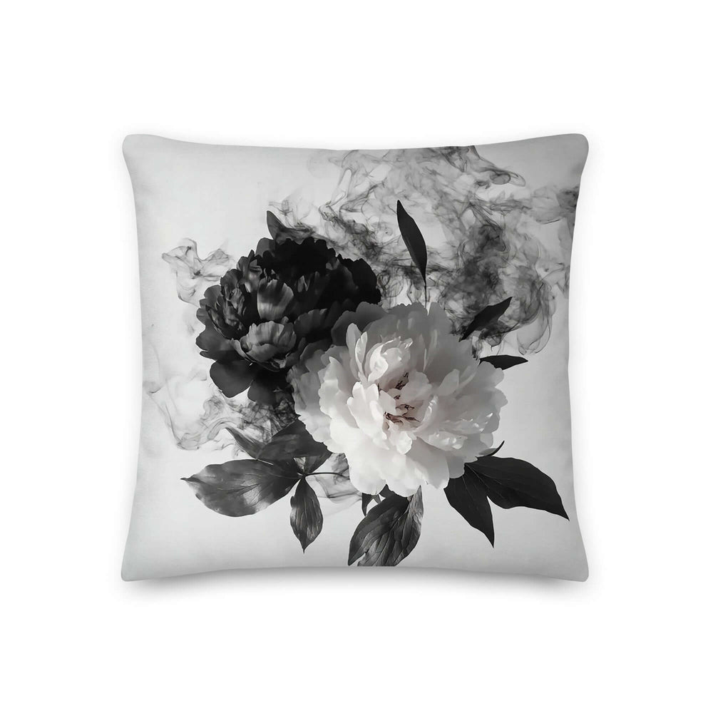 Black and White Smokey Peonies Throw Pillow Cushion, Throw Pillows, $ 55.00, A Moment Of Now™