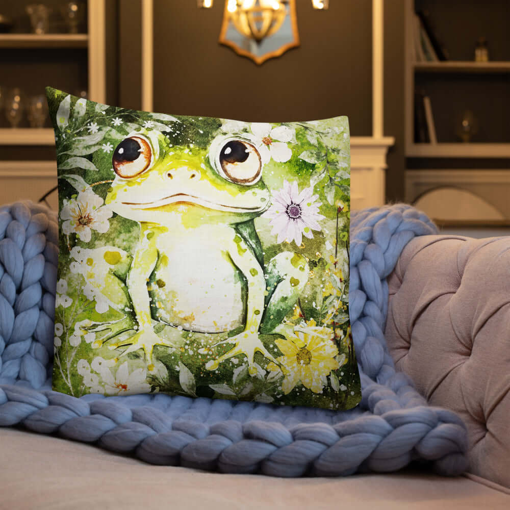 Boho Forrest Floral Frog Premium Accent Throw Pillow Cushion Cover Insert, A Moment Of Now, A Moment Of Now