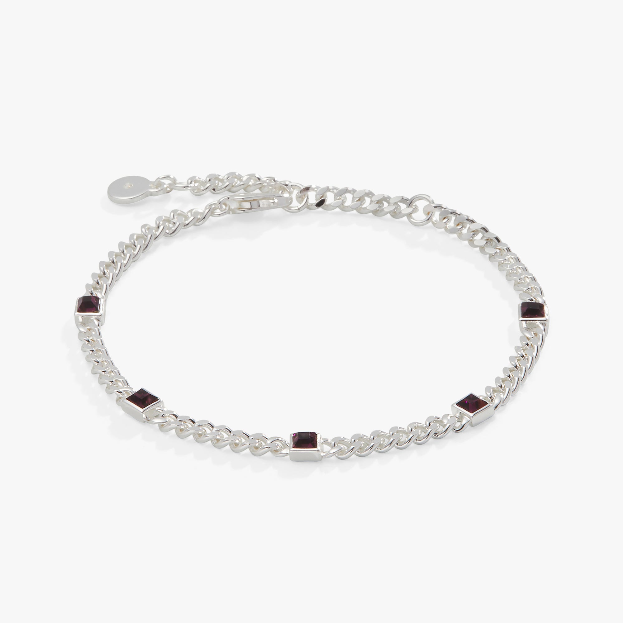 February Birthstone Amethyst Curb Chain Bracelet, Bracelets, $ 28.00, A Moment Of Now™