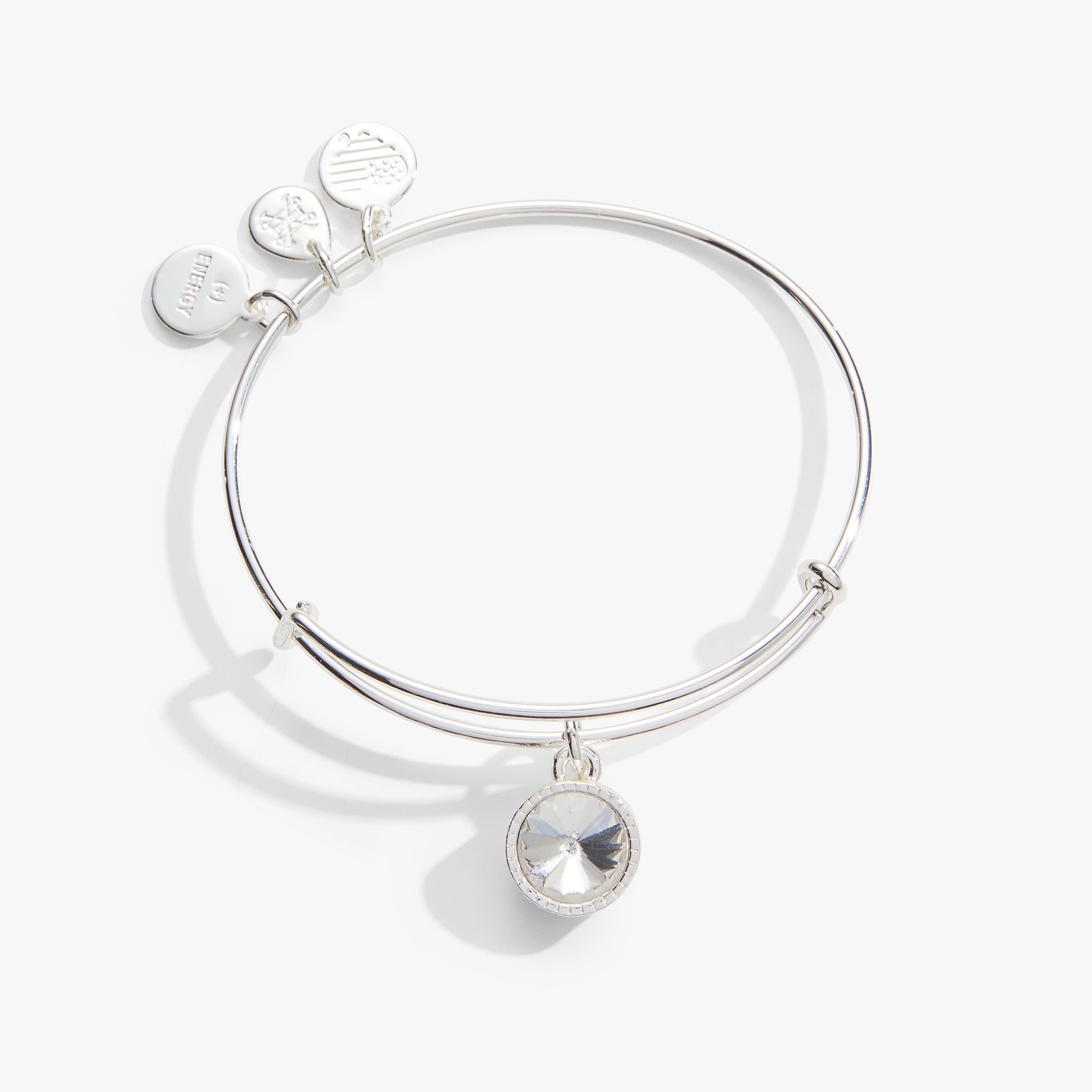 April Clear Crystal Birthstone Charm Bangle, Bracelets, $ 28.00, A Moment Of Now™