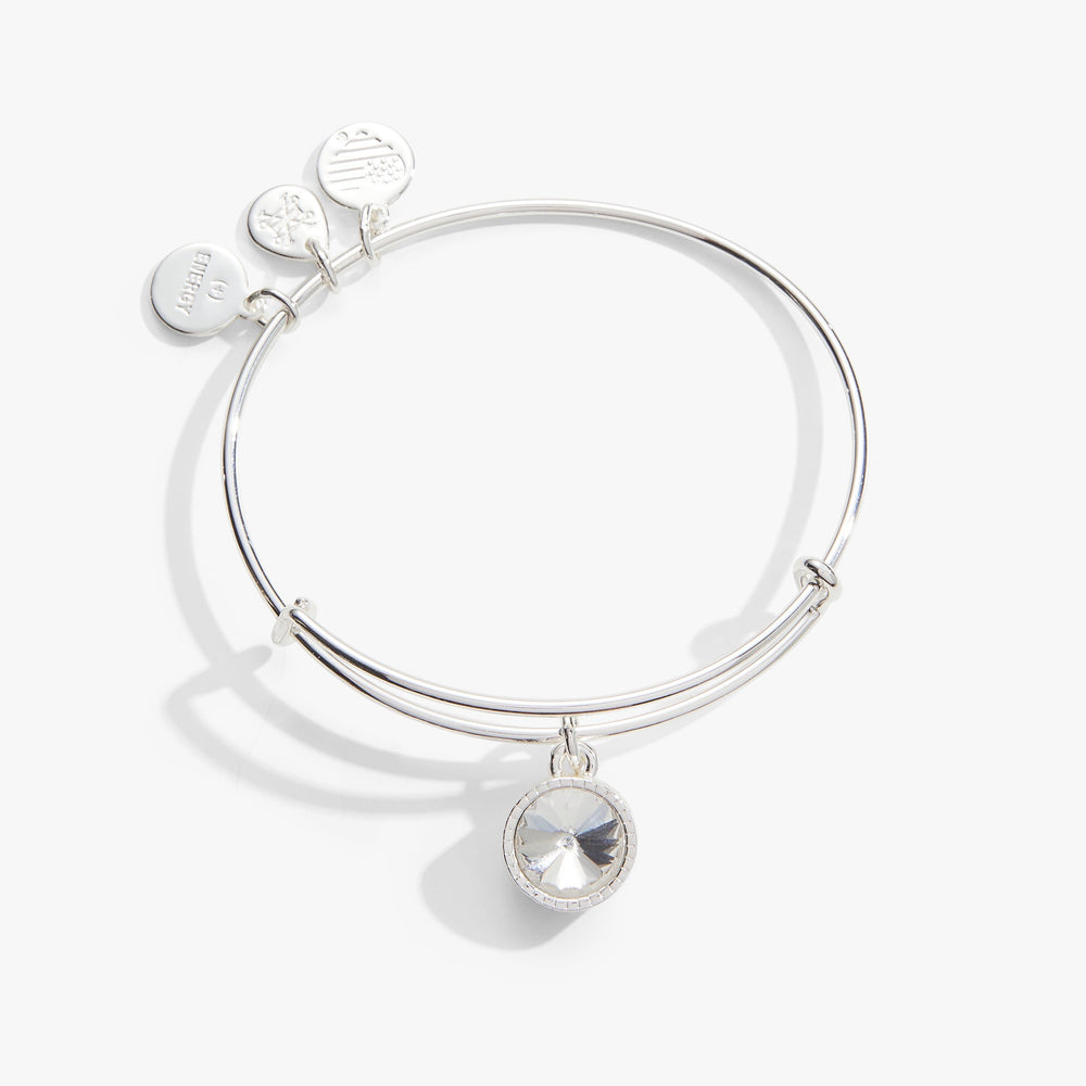 April Clear Crystal Birthstone Charm Bangle, Bracelets, $ 28.00, A Moment Of Now™
