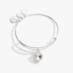April Clear Crystal Birthstone Charm Bangle, Bracelets, $ 28.00, A Moment Of Now™