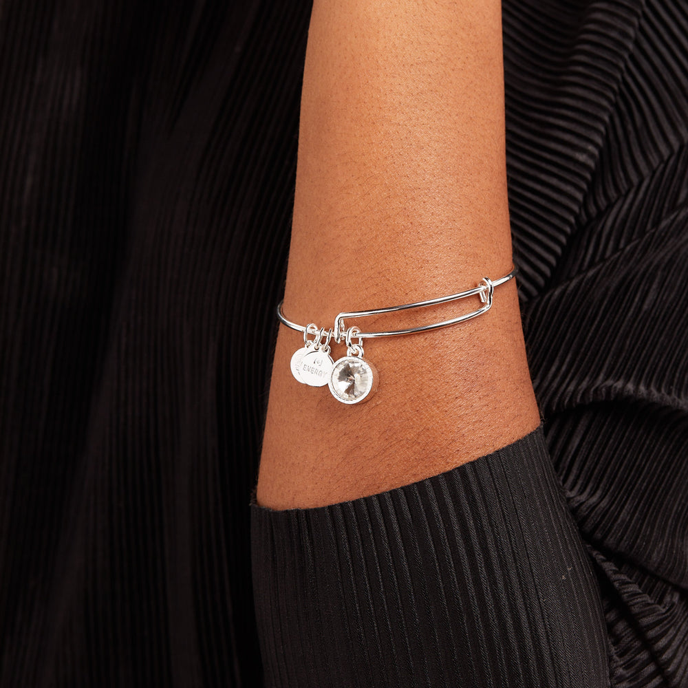 April Clear Crystal Birthstone Charm Bangle, Bracelets, $ 28.00, A Moment Of Now™
