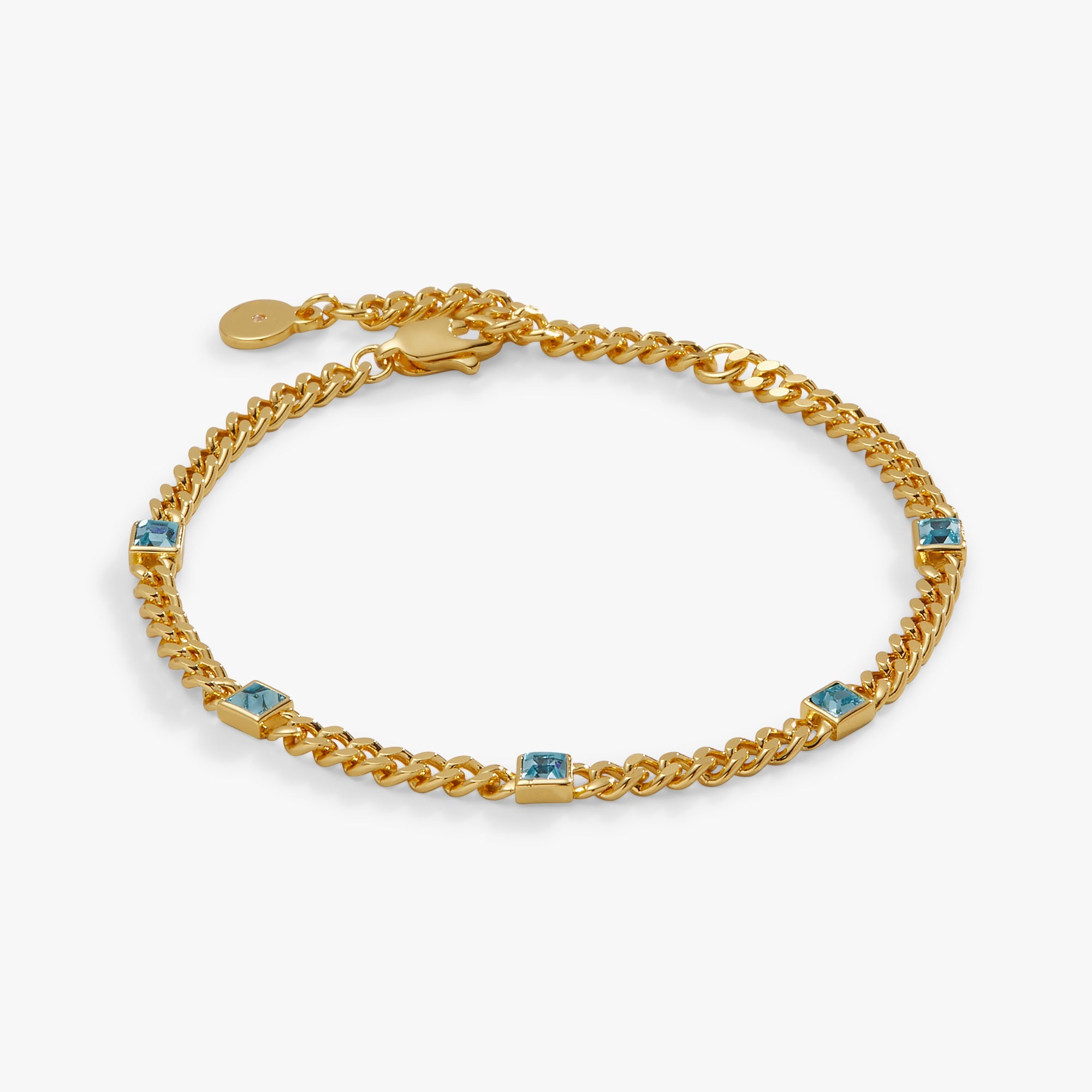 March Birthstone Aquamarine Curb Chain Bracelet, Bracelets, $ 28.00, A Moment Of Now™