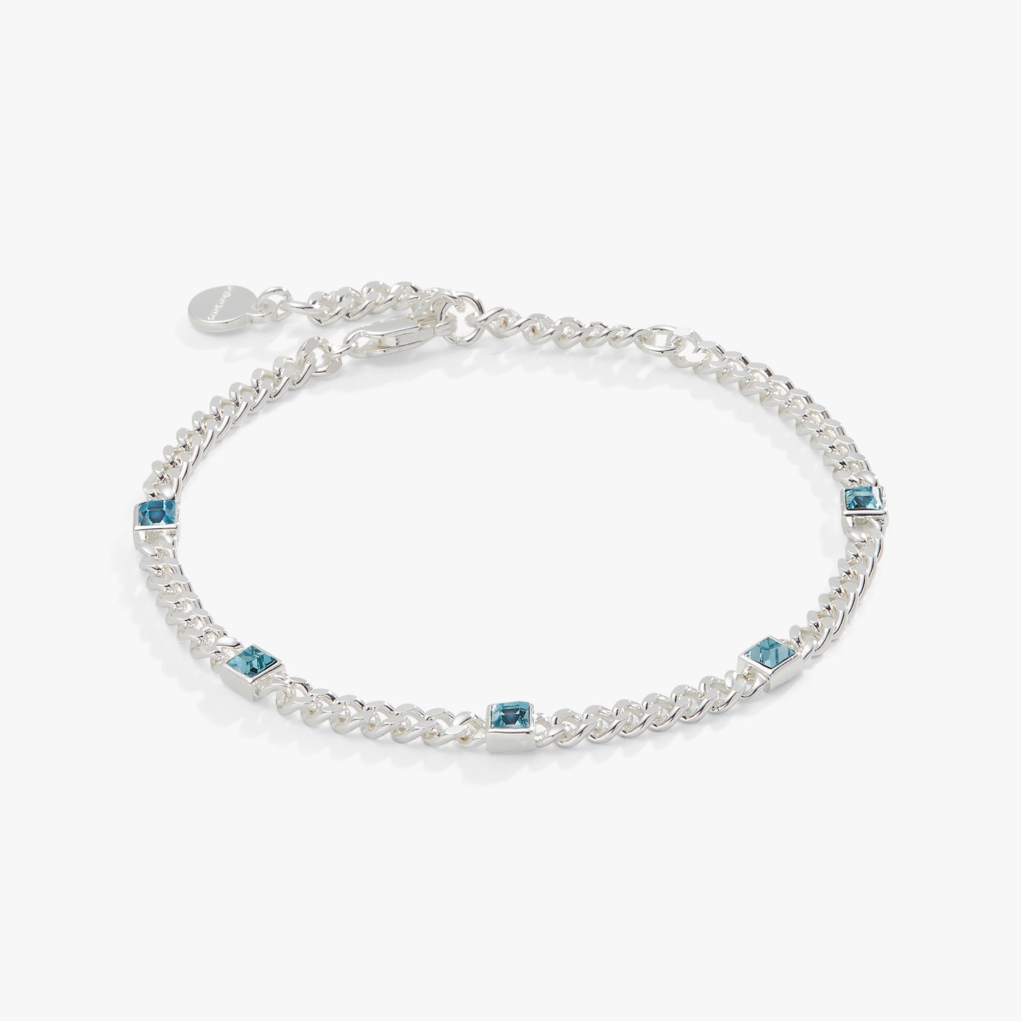 March Birthstone Aquamarine Curb Chain Bracelet, Bracelets, $ 28.00, A Moment Of Now™