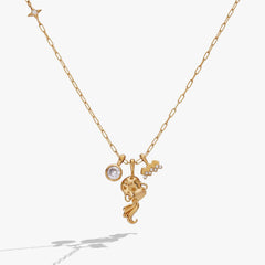 Aquarius Zodiac Charm Cluster Necklace, Necklaces, $ 54.00, A Moment Of Now™