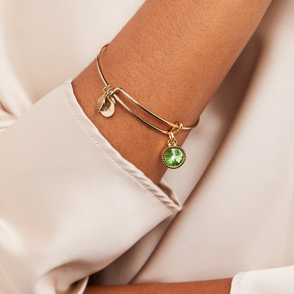 August Birthstone Charm Bangle, Peridot, Bracelets, $ 28.00, A Moment Of Now™