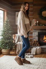 Cosy Ultra Short Platform Boots Clay