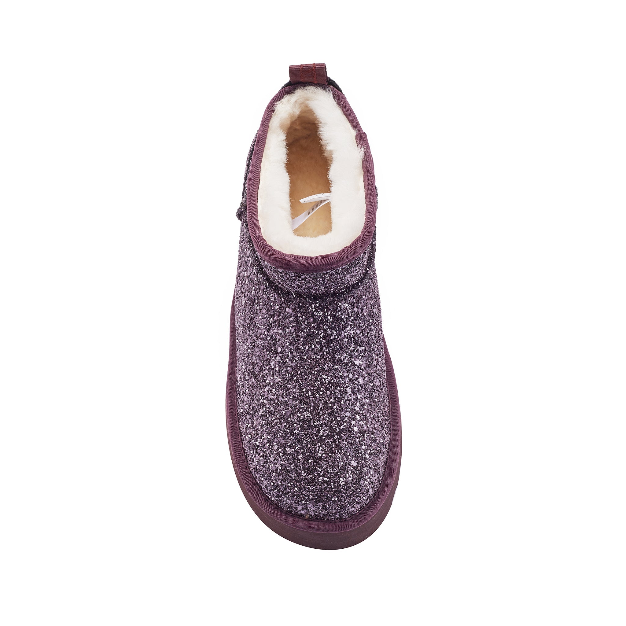 COSY ULTRA SHORT PLATFOAM BOOTS GLITTER PLUM
