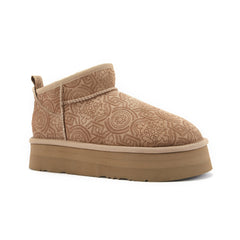 COSY ULTRA SHORT PLATFOAM BOOTS EMBOSSED TAUPE