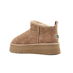 COSY ULTRA SHORT PLATFOAM BOOTS EMBOSSED TAUPE