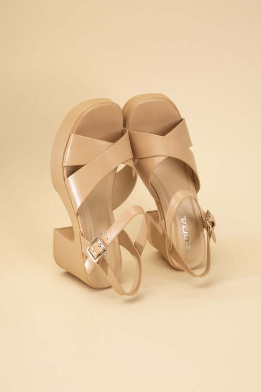 TOUCH-S Crisscross Sandals Heels with Ankle Straps