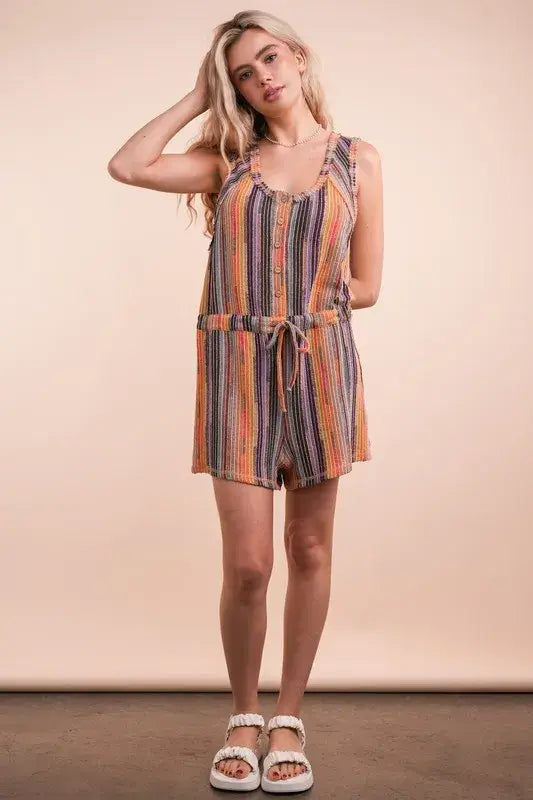 Brick Mix Crochet Multi Color Striped Romper, Rompers, $ 39.00, A Moment Of Now™