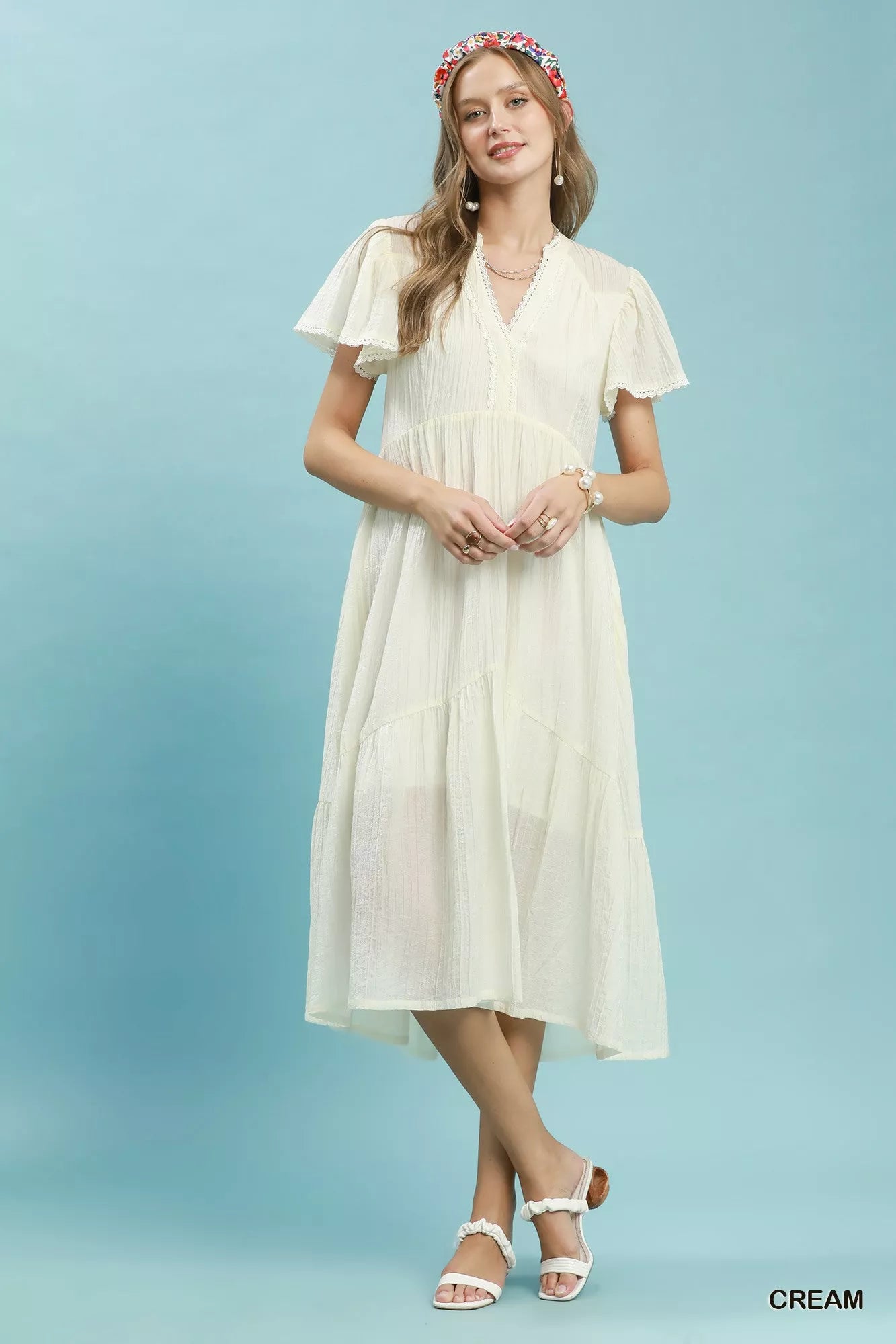 Umgee Textured Tiered Midi Dress with Side Pockets | Boutique In USA, Dresses, $ 69.00, A Moment Of Now™