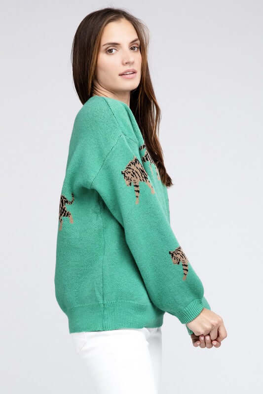 Tiger Pattern Relaxed Sweater