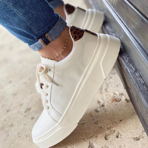 Shop Women's Off White Leopard Lightweight Lace Up Sneaker | Boutique Shoes, Sneakers, USA Boutique