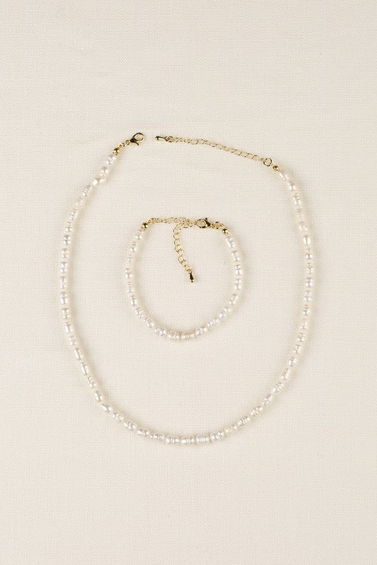 Shop Womens Natural Pearl Bracelet Necklace Set | USA Boutique Jewelry, Jewelry Sets, USA Boutique
