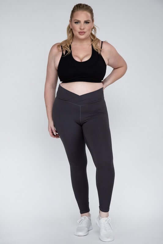 Shop Women's Plus Size V Waist Full Length Leggings | Boutique Activewear, Leggings, USA Boutique