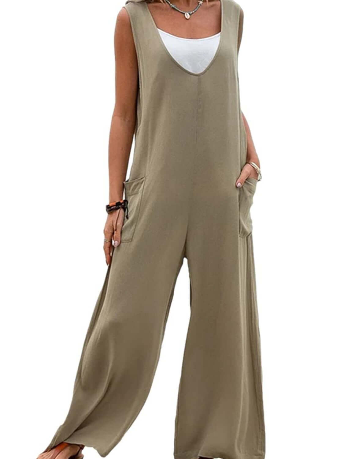 Wide Strap Jumpsuit with Pockets, Generic, A Moment Of Now