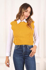 Mustard Yellow Ruffle Sweater Vest