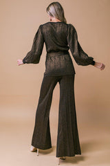 Stunning Stance Metallic Sweater Tunic and Pant Set