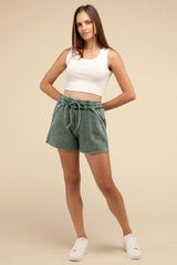 Acid Wash Fleece Drawstring Shorts with Pockets, ZENANA, $ 32.95