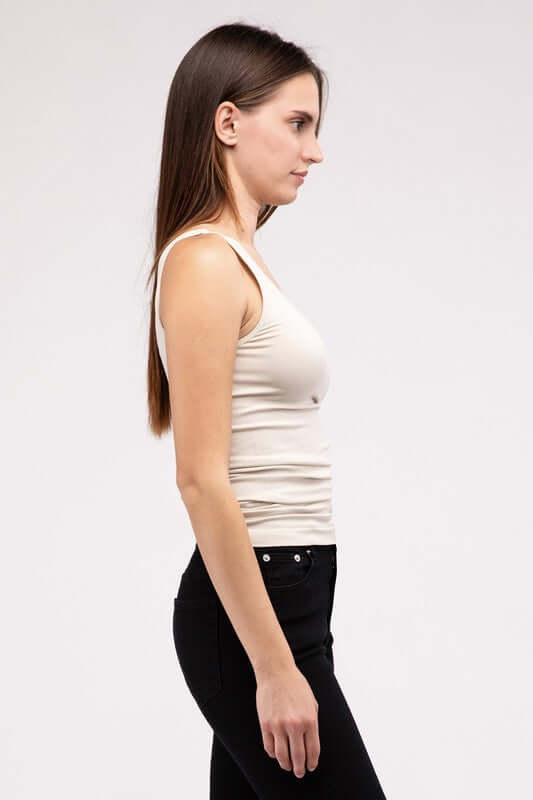 Front & Back 2-Way V-Neck Seamless Tank, ZENANA, $ 17.95