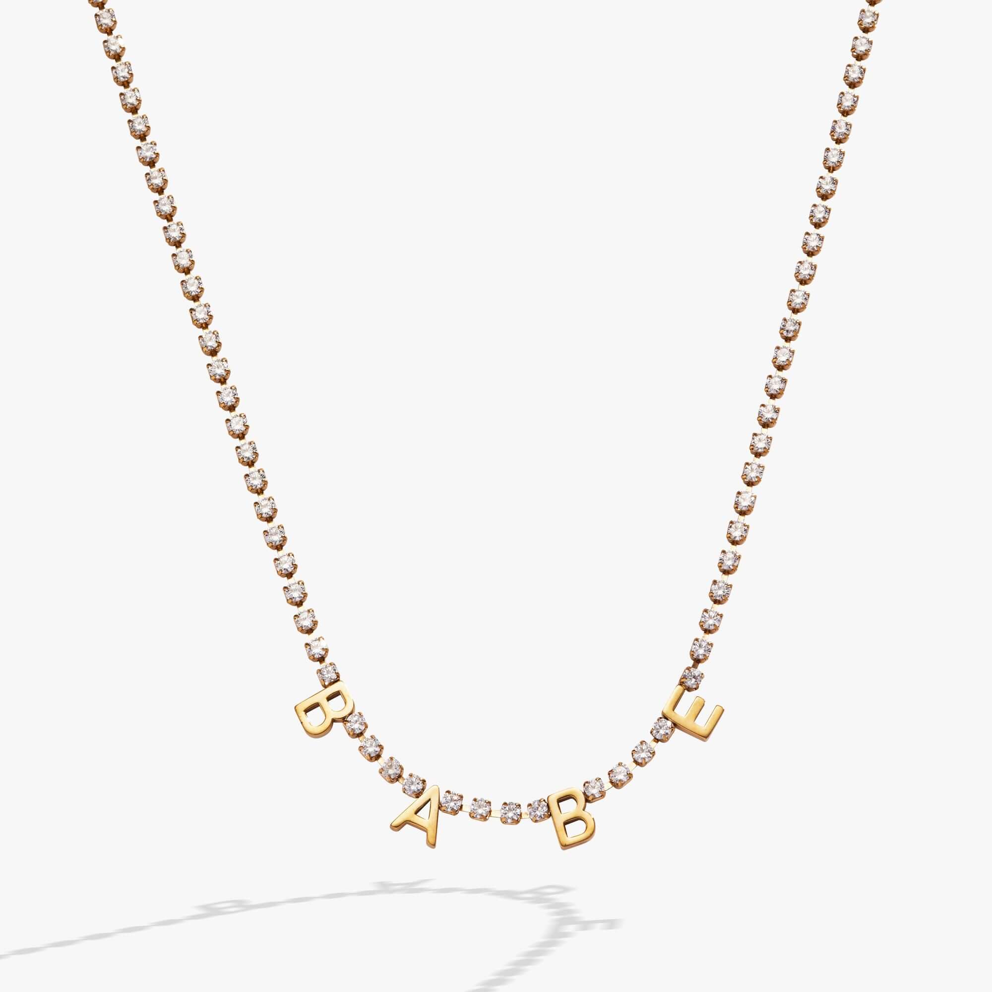 “Babe” Crystal Tennis Necklace, Necklaces, $ 48.00, A Moment Of Now™