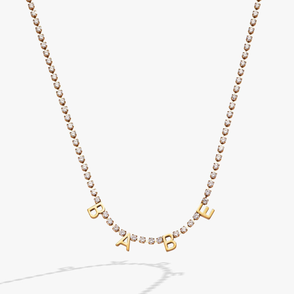 “Babe” Crystal Tennis Necklace, Necklaces, $ 48.00, A Moment Of Now™
