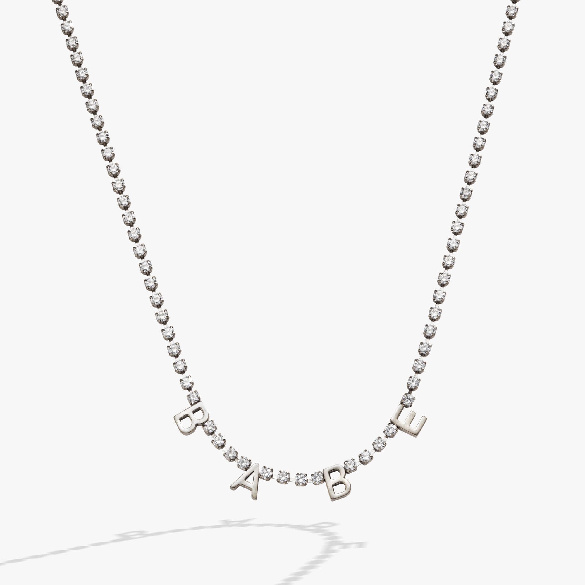 “Babe” Crystal Tennis Necklace, Necklaces, $ 48.00, A Moment Of Now™