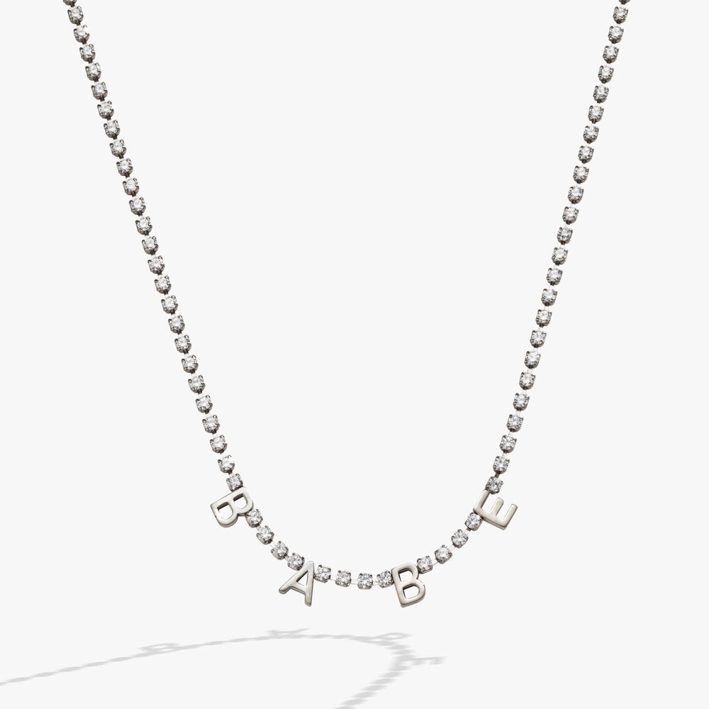 “Babe” Crystal Tennis Necklace, Necklaces, $ 48.00, A Moment Of Now™