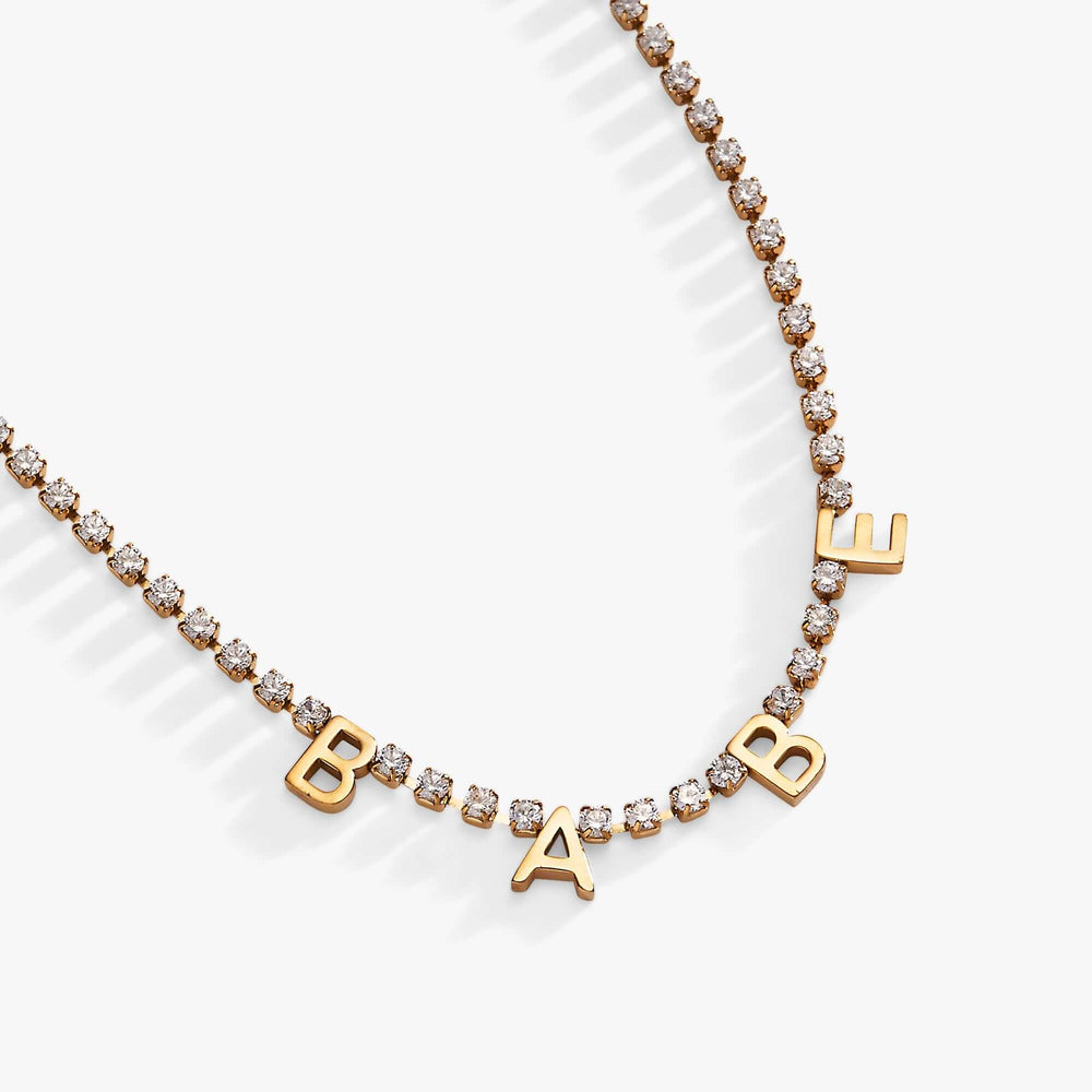 “Babe” Crystal Tennis Necklace, Necklaces, $ 48.00, A Moment Of Now™