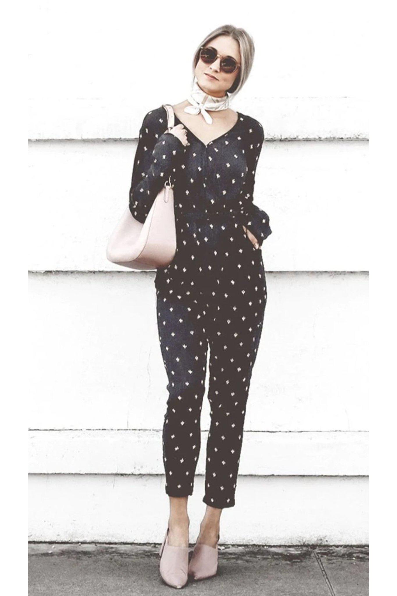 Baby Cacti Wrap Jumpsuit in Black & Ivory | Boutique In USA, Jumpsuits, $ 150.00, A Moment Of Now™