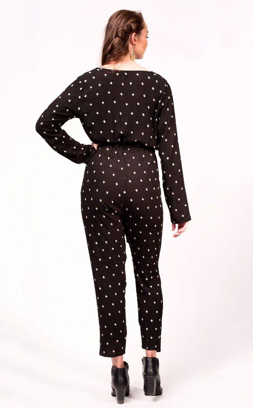Baby Cacti Wrap Jumpsuit in Black & Ivory | Boutique In USA, Jumpsuits, $ 150.00, A Moment Of Now™