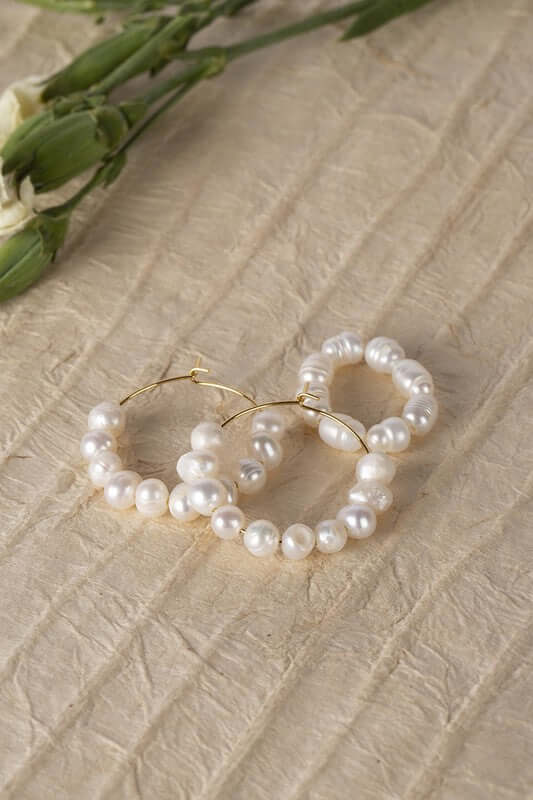 Natural Pearl Hoop Ring & Earring Jewelry Set, Jewelry Sets, $ 24.95, A Moment Of Now™