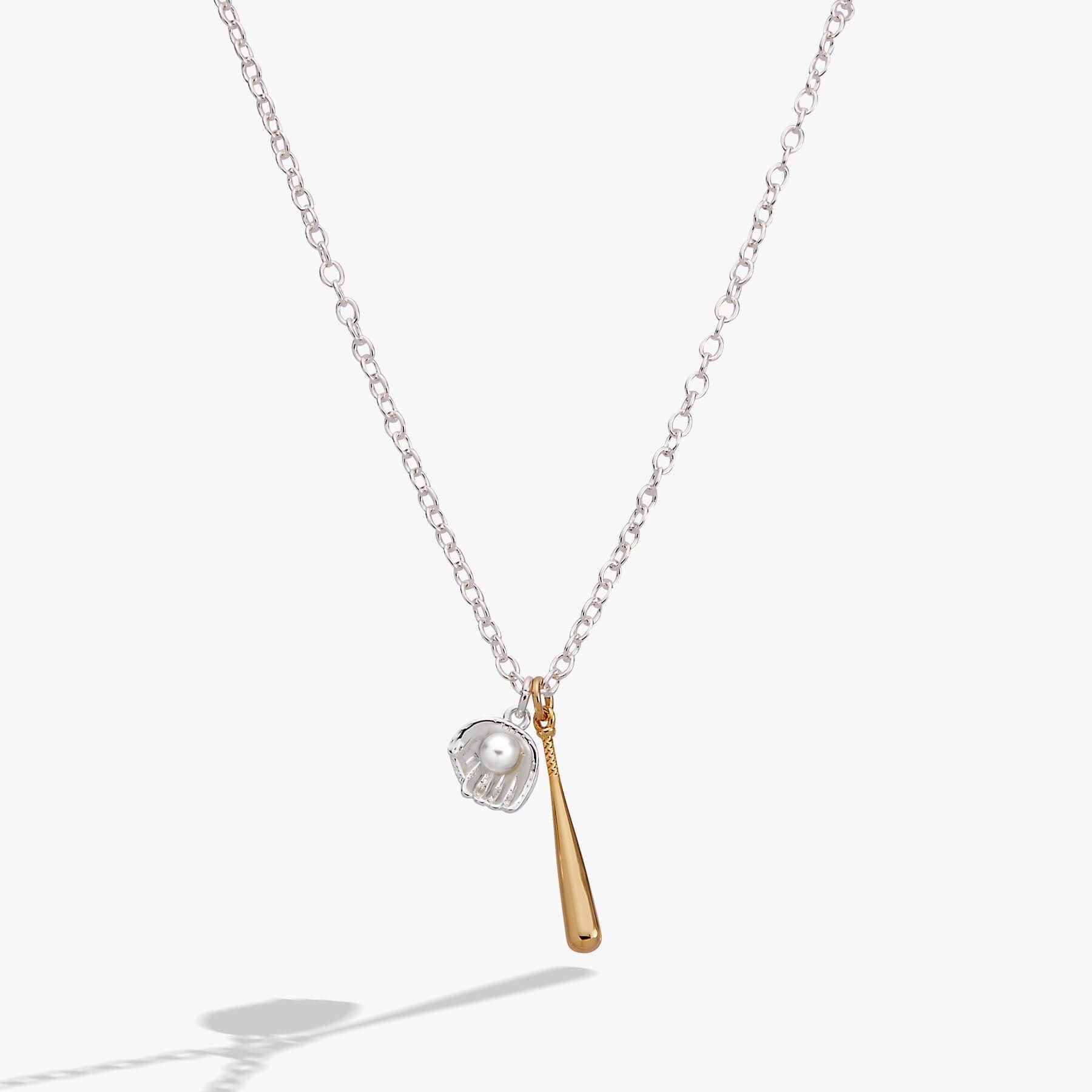 Baseball Duo Charm Pendant Necklace