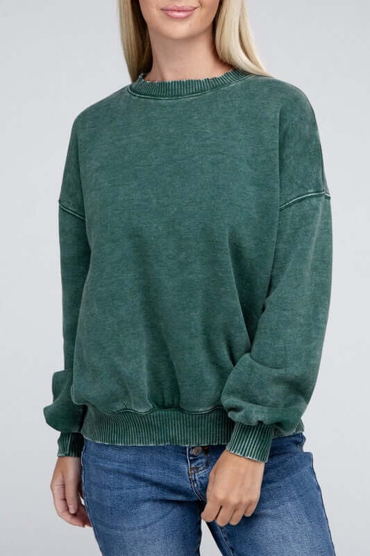 Women's Acid Wash Fleece Oversized Pullover Sweatshirt | USA Boutique, ZENANA, $ 39.00