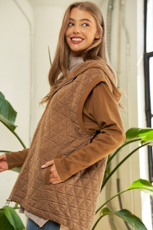 Shop Women's Beige Brown Zipper Front Hoodie Jacket | Boutique Clothing, Jackets, USA Boutique