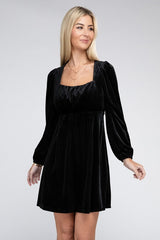 Shop Black Square Neck High Waist Velvet Dress | USA Boutique Clothing, Dresses, USA Boutique