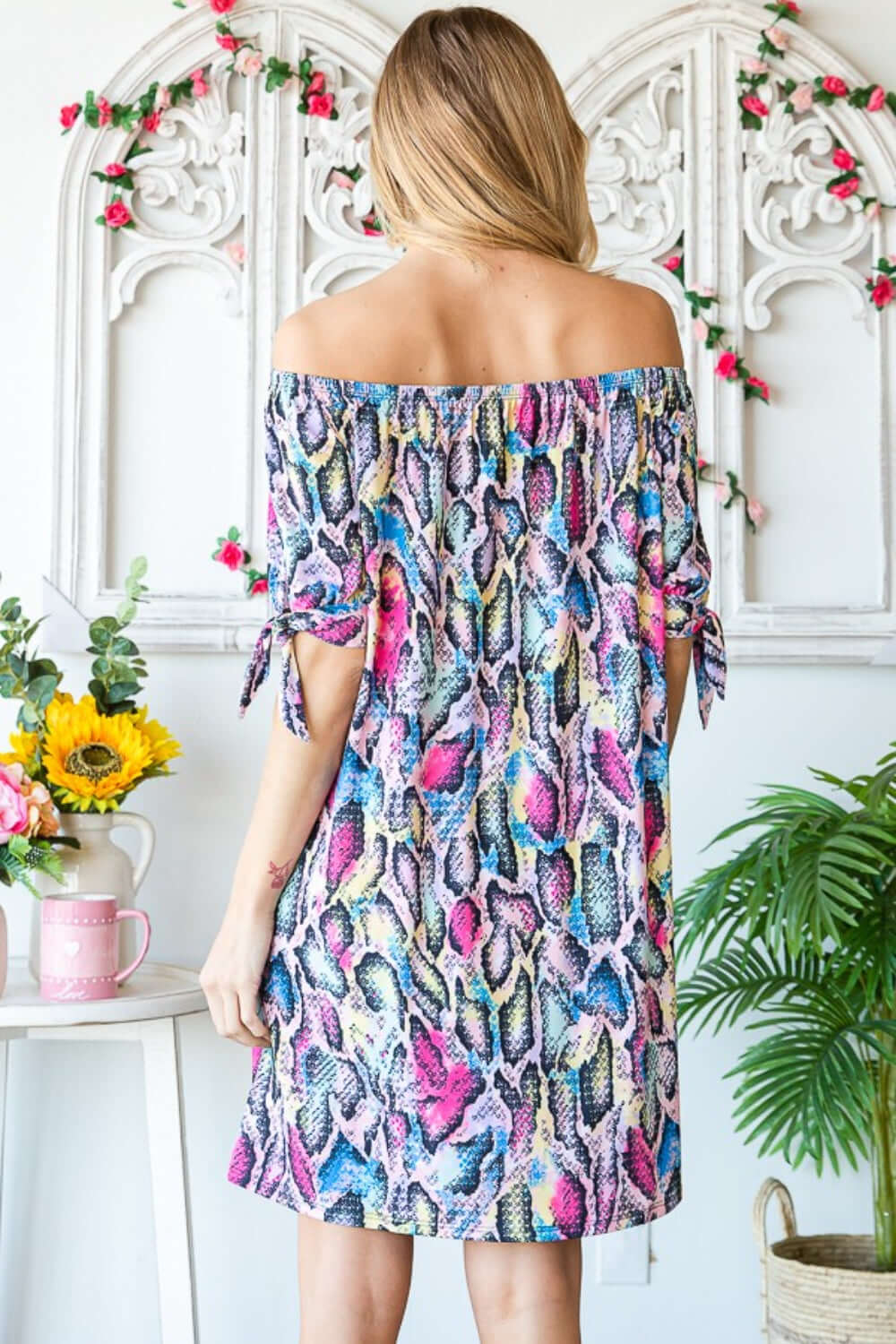 Boho Plus Size Off Shoulder Snake Mini Dress, Dresses, $ 45.00, A Moment Of Now™