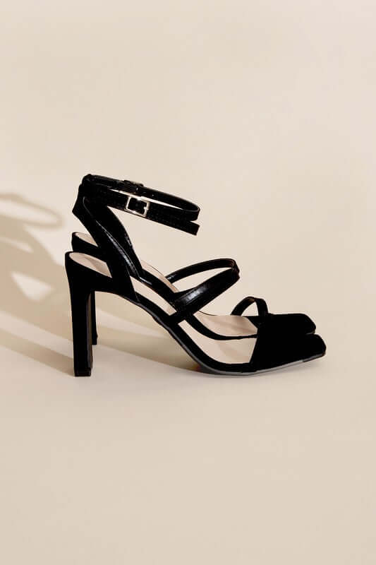 Black DEVIN-8 Ankle Strap Heels Sandals, Top Guy Footwear, $ 45.00