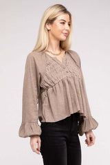 Shop Women's Beige V Neck Frilled Peplum Top | USA Boutique Clothing , Tops, USA Boutique