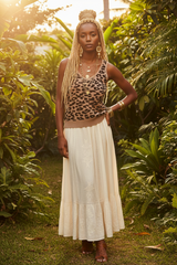 Taupe Brown Leopard Knitted Lightweight V Neck Tank Top